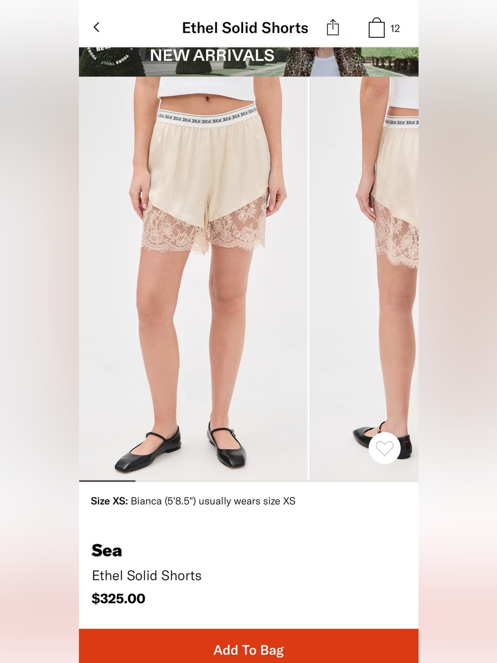 NWT Sea New York Ethel solid shorts size xs color: butter